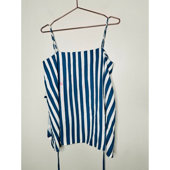 TOME x RTR Blue White Handkerchief Hem Striped Tank Top Size Medium - Picture 7 of 9